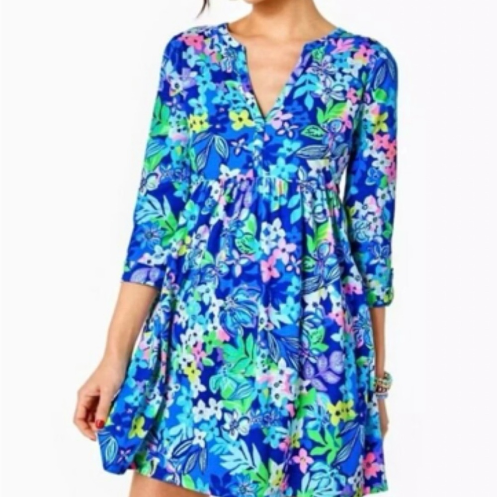 NWT Lilly Pulitzer Loran Dress in Borealis Blue Social Sunset in Small